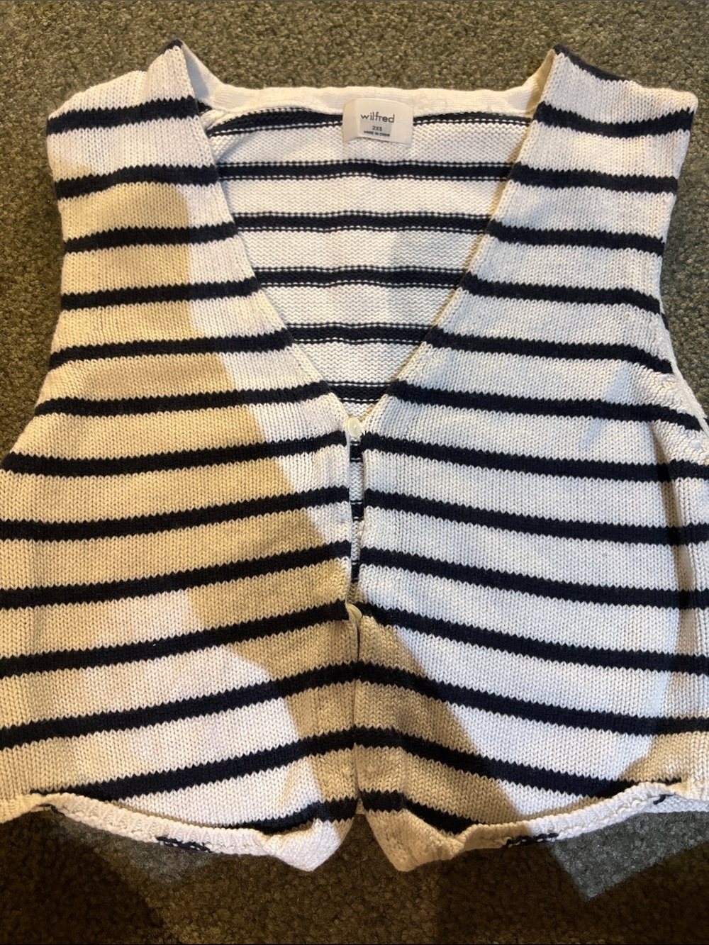 Wilfred Navy & White Striped Button-Front Knit Vest